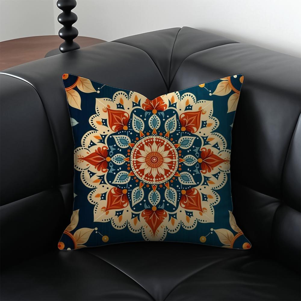Boho Pattern Ethnic Art Cushion Cover Pillow Case Antidustmite Invisible Zipper Silky Plush Cushion