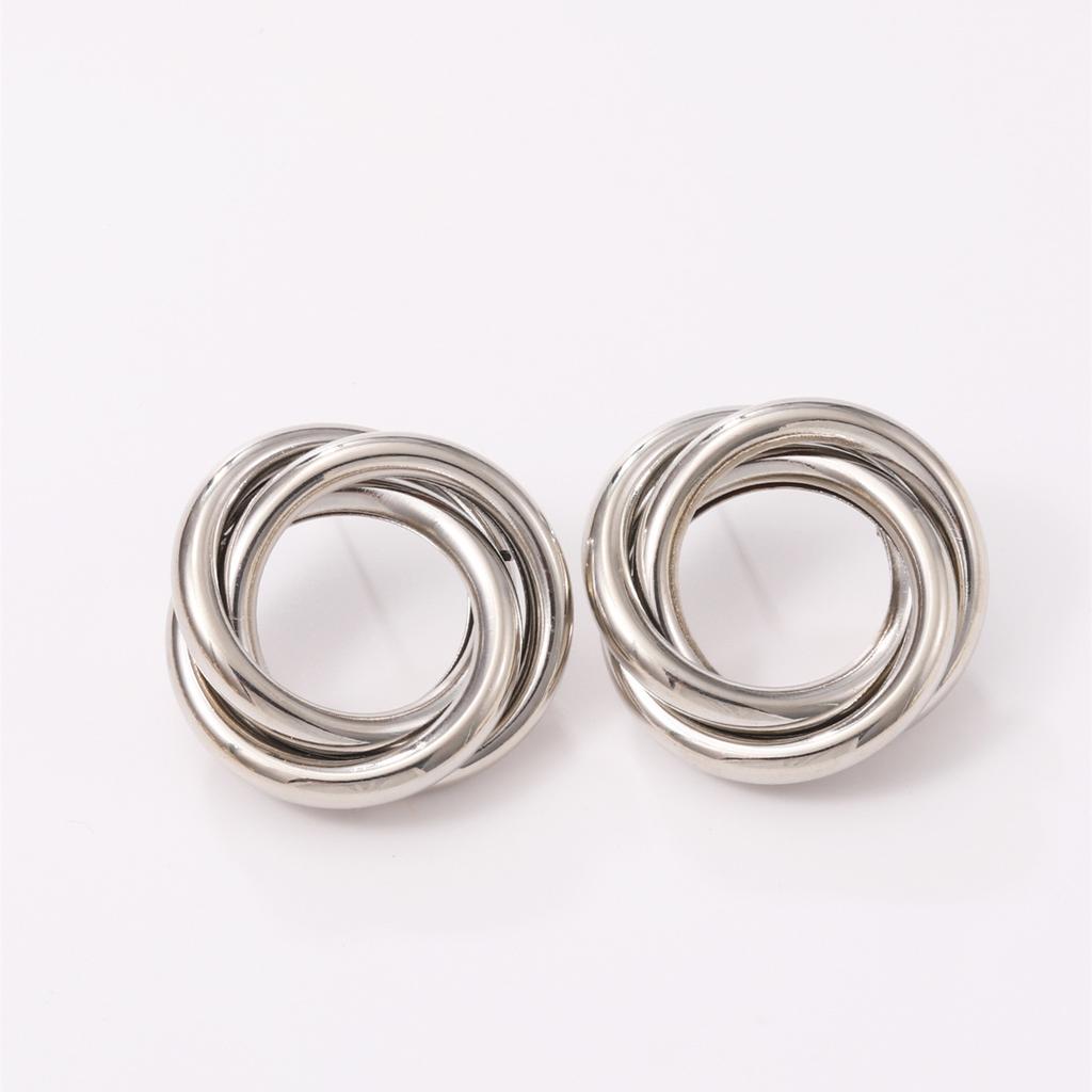 European and American exaggerated earrings, personality geometry, large circle metal trendy temperament, double-layer hollow tube earrings