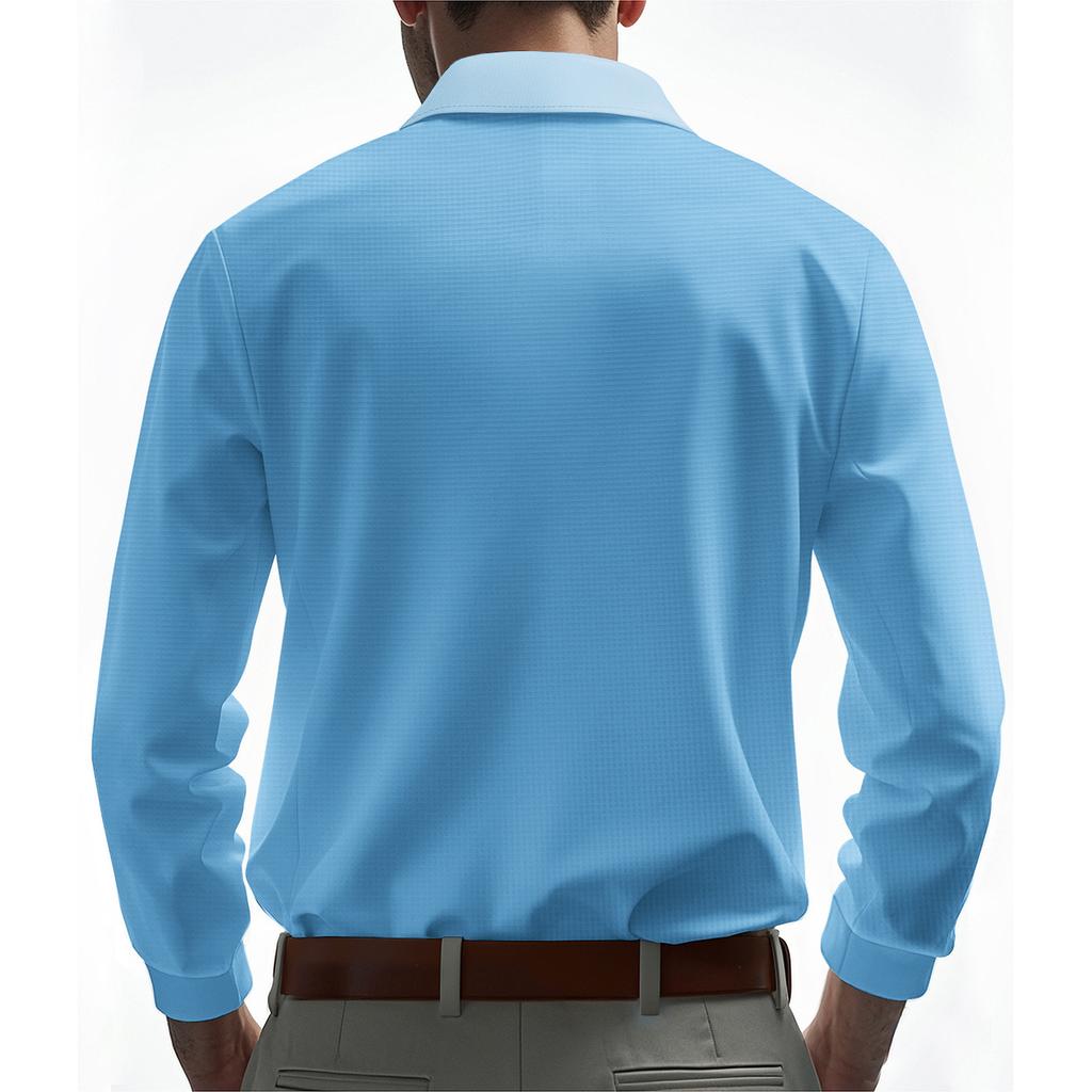 Spring/Autumn Lightweight Men's Quick-Dry Breathable Long-Sleeved Polo Sweatshirt Casual T-Shirt