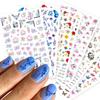 Retro Schmetterlings- und Blumen-Nagelsticker - F-Serie