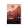 Boho Sun and Moon Abstract Vintage Canvas Painting Desert Landscape Cactus Art Print Wall Picture for Living Room Home Decor No Frame