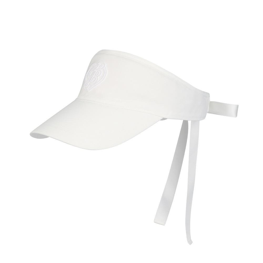Peulleibu New Heart Logo Satin Ribbon Sun Visor_White