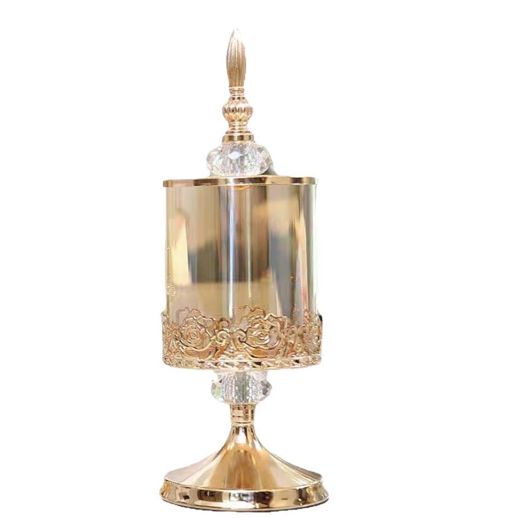 Elegant Crystal Glass Storage Jar with Lid - European & American Style for Living Room Decor