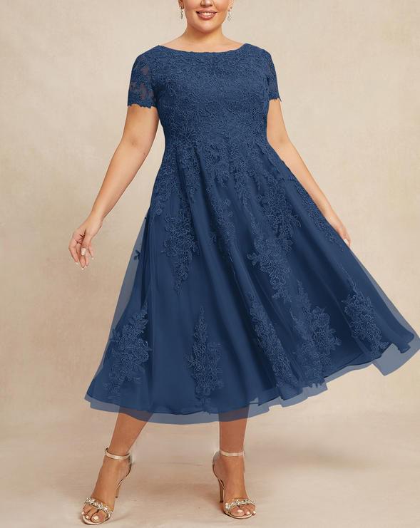 2026 Elegantes Spitzen-Patchwork-Abendkleid in Übergröße