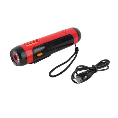 Linterna portátil de manivela con función de radio FM y alarma, linterna generadora LED de 1800 mAh para