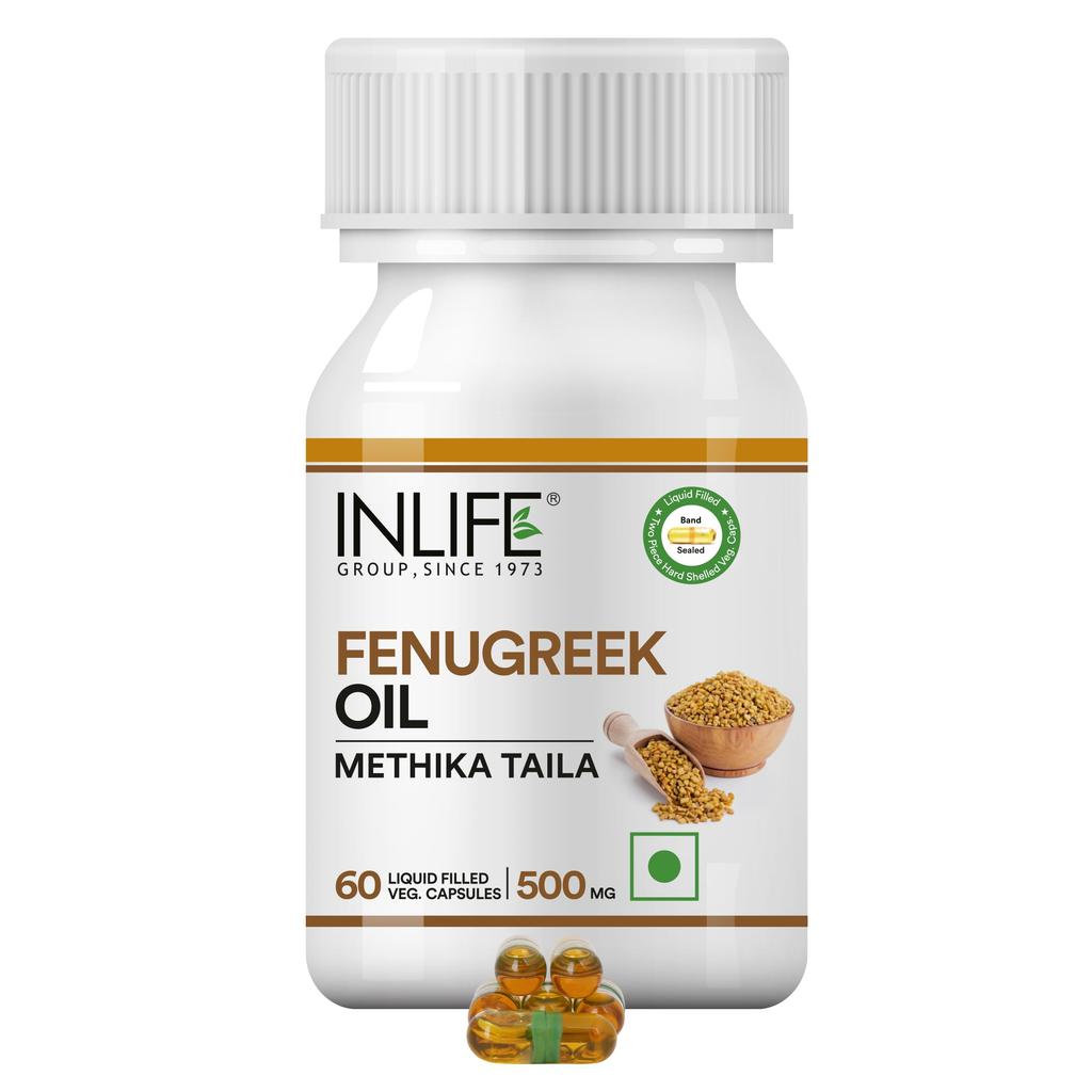 INLIFE Fenugreek Oil Supplement 500mg, Methi Oil, 60 Veg Caps