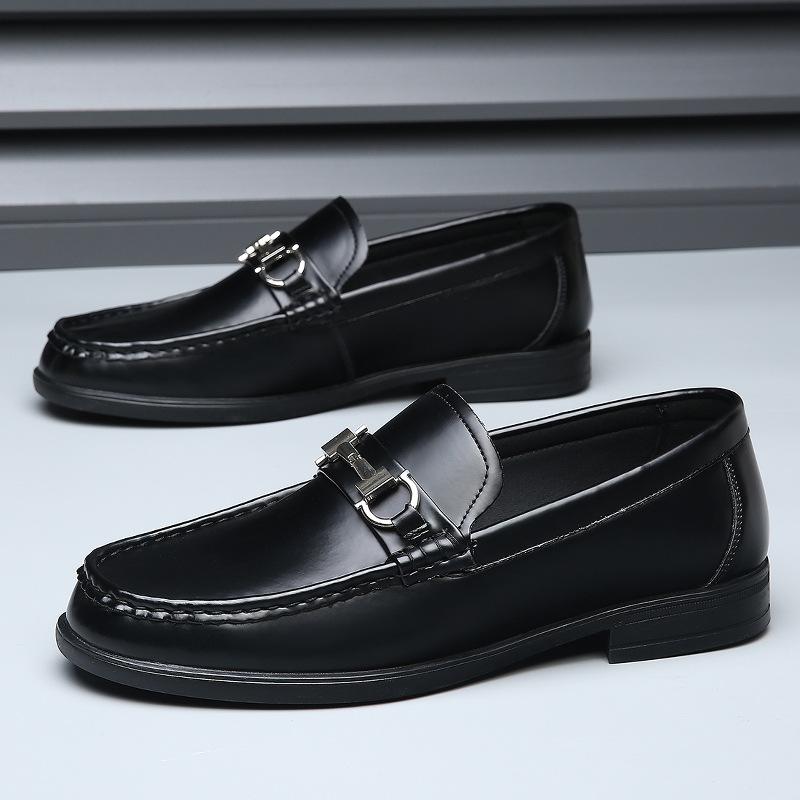 Men's Spring Breathable Foot Cover Casual Leather Shoes Non-slip Business One-pedal Formal Leather Shoes Men's Versatile Doudou Shoes