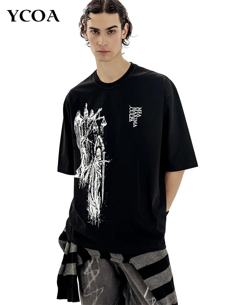 Mens TShirt Atrium Black Graphic 100 Cotton Printed Oversized Vintage Short Sleeve Tees Tops Y2k Streetwear Korean Clothes