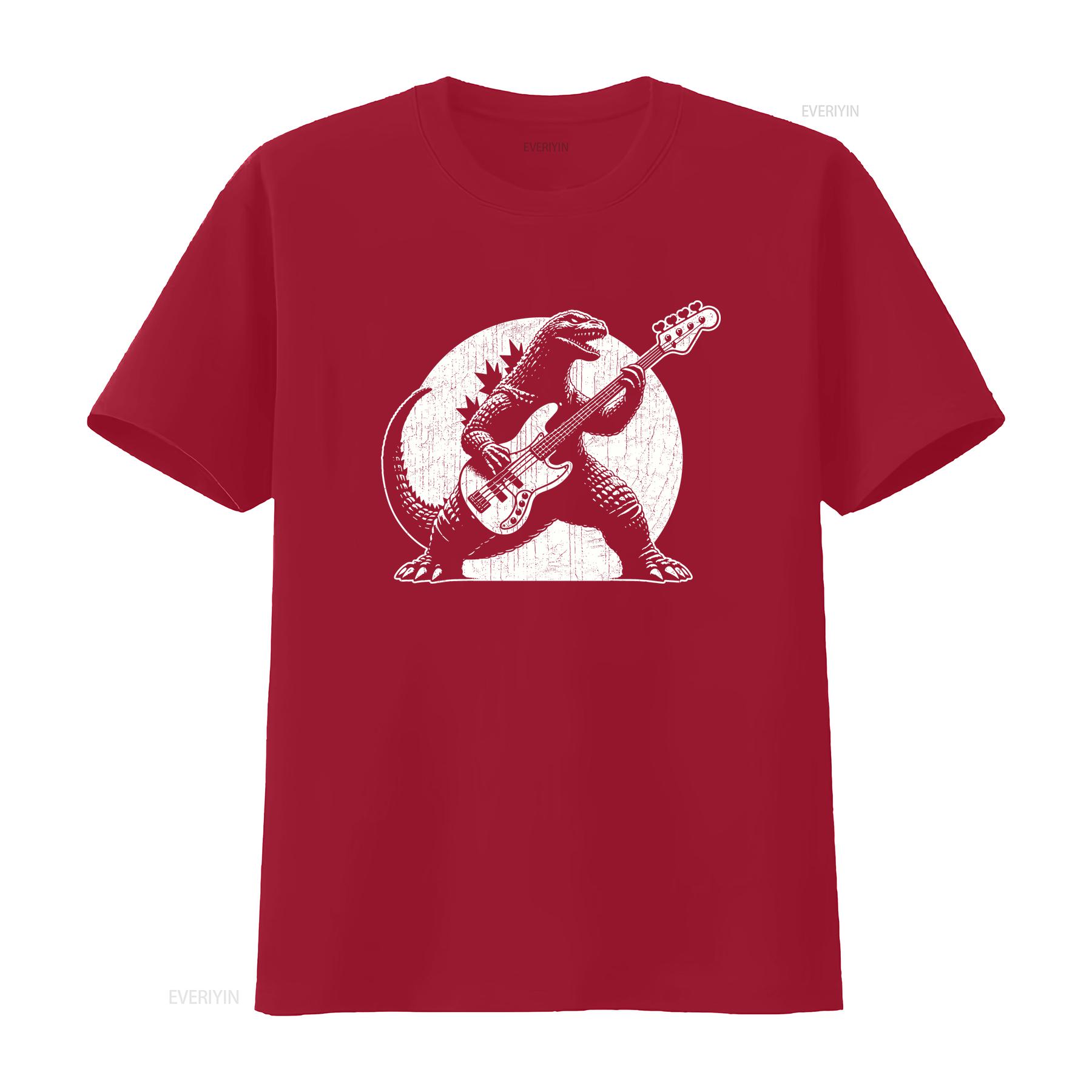 

Dinosaur Playing Bass Music Lover T Shirt Guitar Player Musician vintage Washed Soft fashion Breathable Versatile homme S