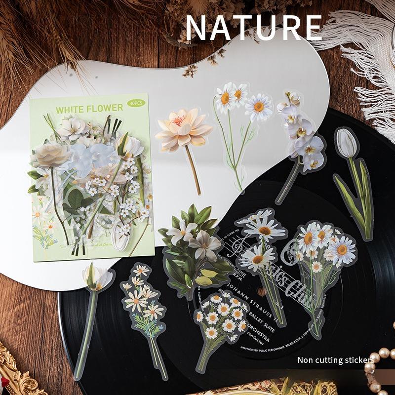 Botanical Flower Stickers Pack Butterflies Nature Journaling Decals Aesthetic DIY Scrapbooking Instagram Vintage Plant Sticker