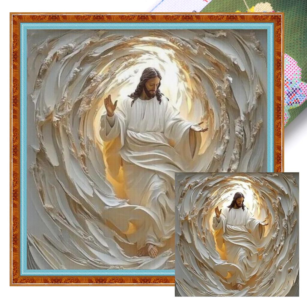 Narození Ježíše Kompletní 14CT DIY Předtištěná Vyšívací Sada pro Vyšívání Křížkovým Stehem 15,75x15,75 palce pro Začátečníky Dospělé Domácí Dekorace