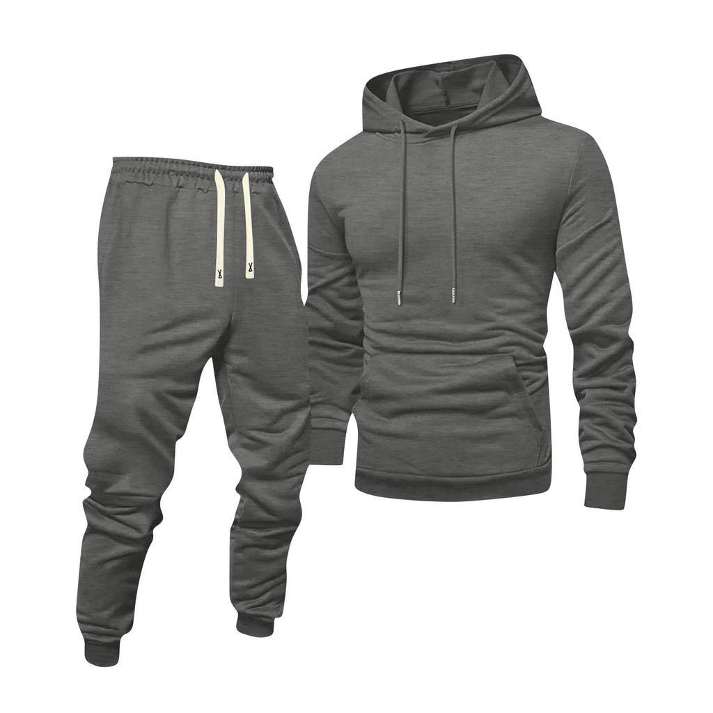 Men's Color Hooded Universal Versatile Hooded Sweatshirt Sweatpants Casual Sports Suit