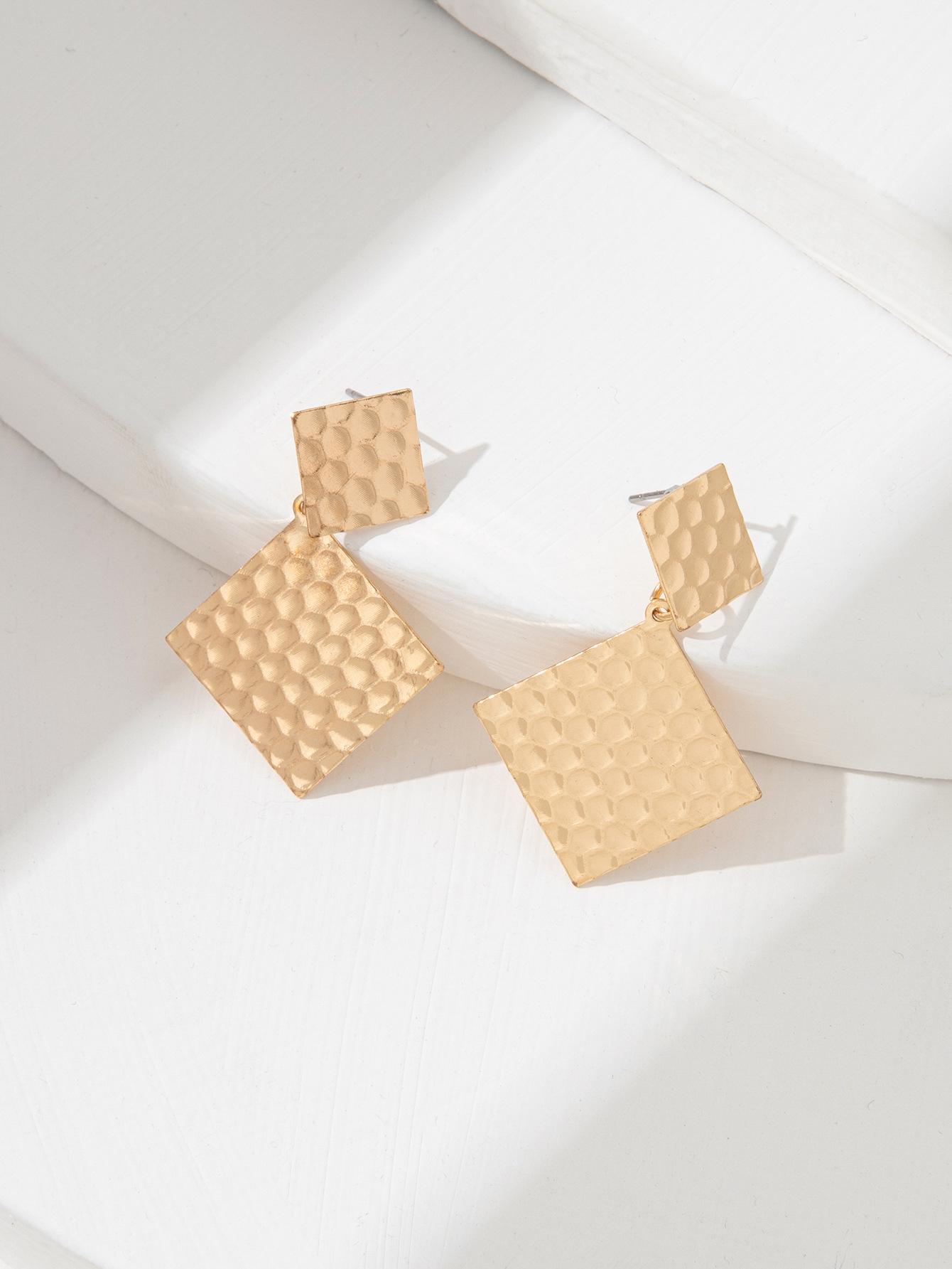 Trendy High-End European/American Square Press Ear Studs - Personalized Design