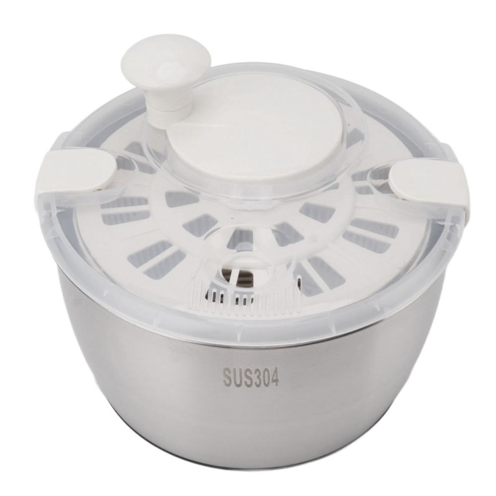 Stainless Steel PP Salad Spinner Large Capacity Lettuce Spinner Convenient Fruit Washer Meal Prep