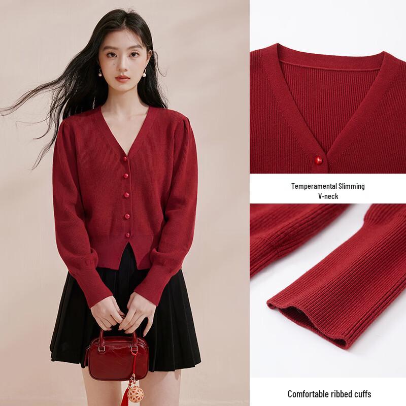 Women's Elegant French V-Neck Knit Cardigan