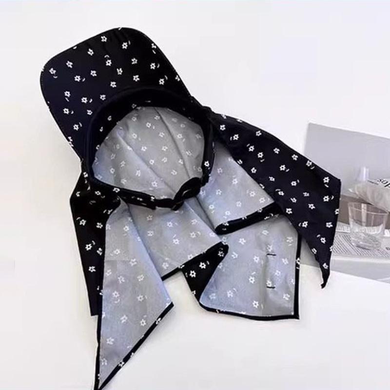 Japanese Fresh Flower Printing Strap Headscarf Caps For Women Spring And Summer Travel Versatile Sunscreen Sun Hats