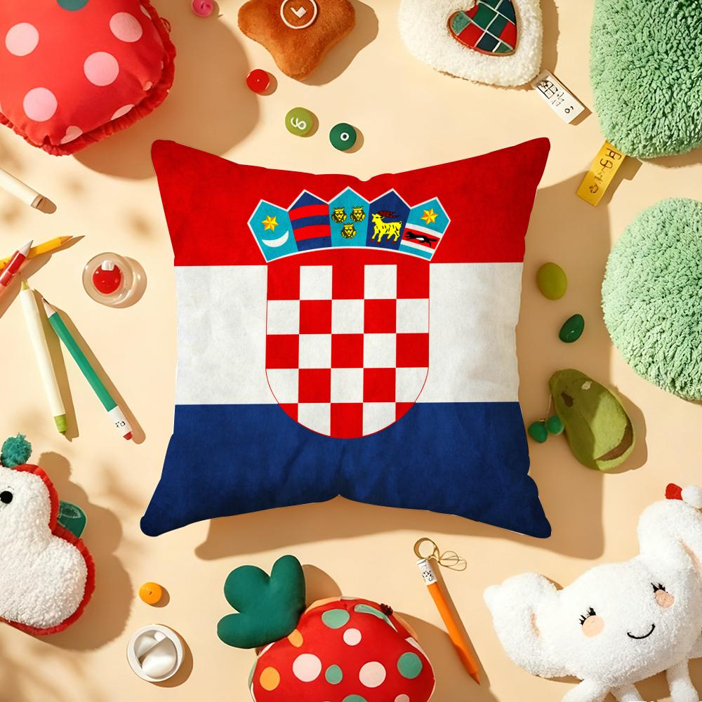 Republic of Croatia Flag Cushion Cover Plush Fabric Soft DoubleSided Printed Sofa Warm Winter Home Gift Pillow Cover