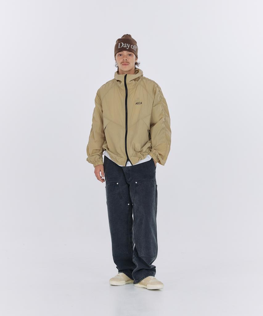 Aeca Washed Nylon Wind Breaker-Beige