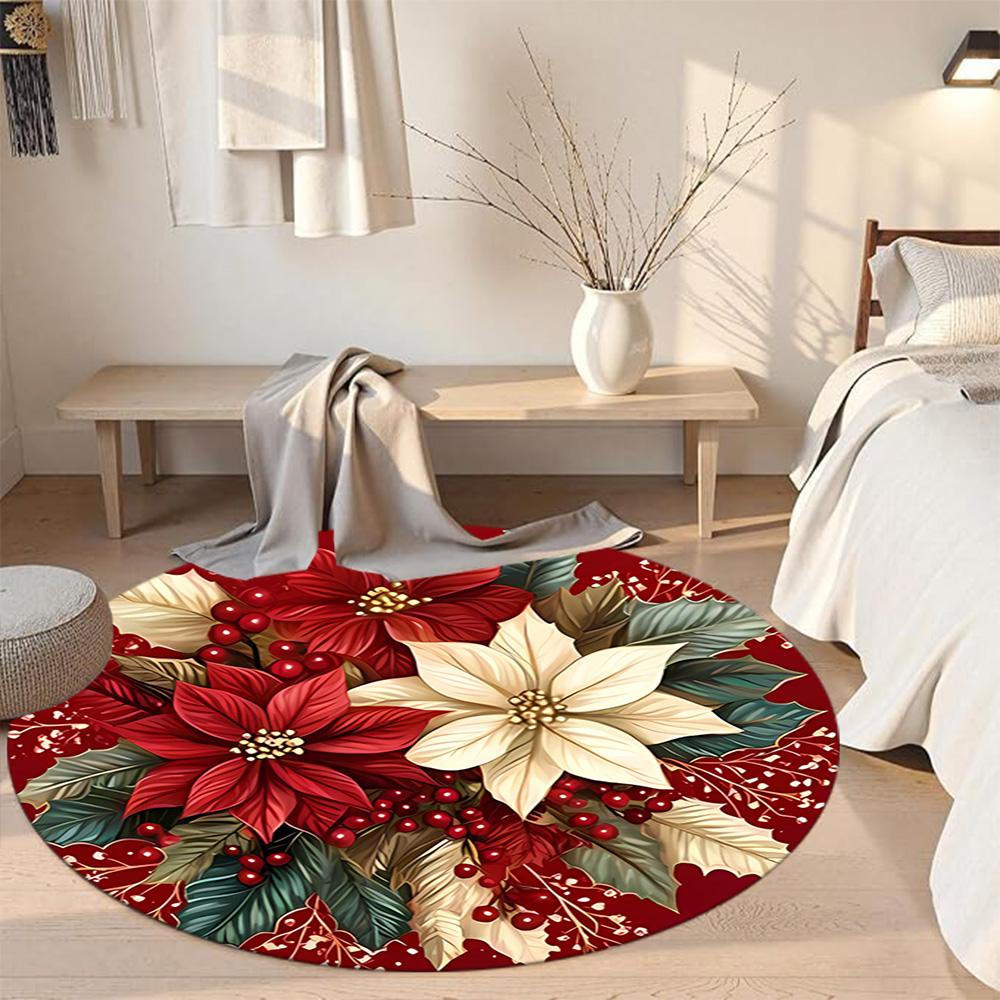 Christmas Round Carpet Perfect for Foyer Outdoor Kitchen Dining Room Anti-slip Round Rug Anime Office Decor Perfect Gift for Friends Family