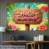 2D Colorful Hello Summer Tapestry for Room & Party Decor