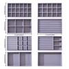 Flocking Jewelry Storage Box & Tray Set Space Saving 4/6/8Pcs for Organizing Rings Earrings Necklaces Vanity Drawer Use