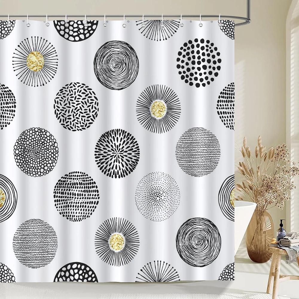 1 pc Geometric Shower Curtain Home Bathroom Decoration Printing Polyester Fabric Modern Simple Bath Curtains With Hooks