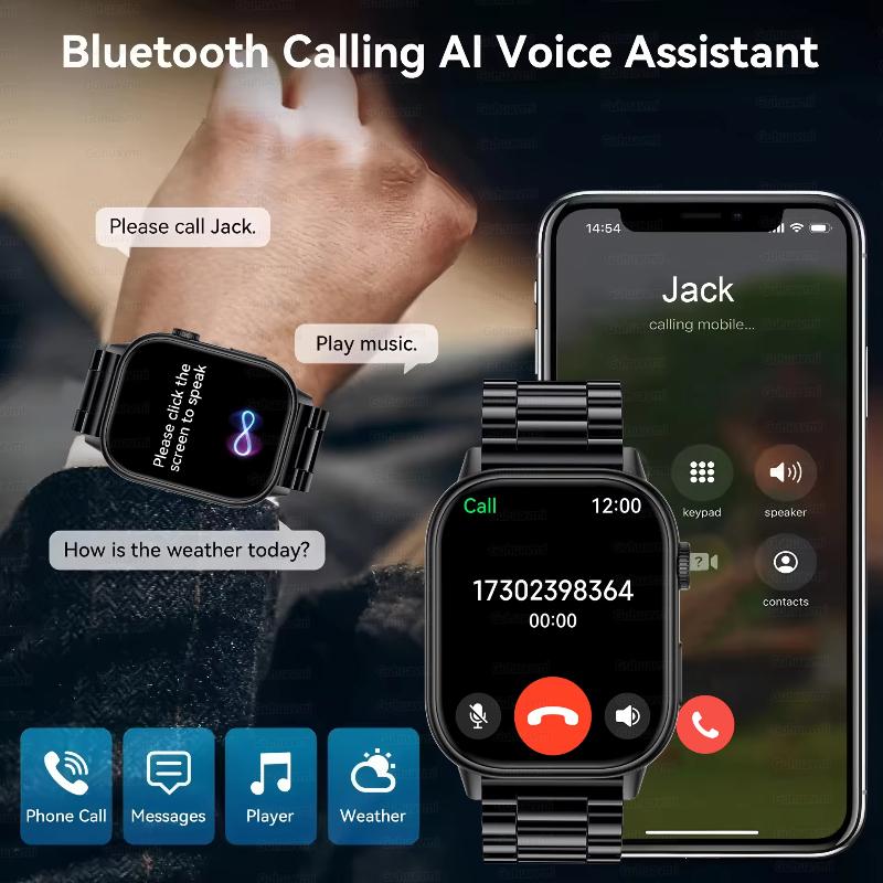 2025 New Uric Hot Sales Built In GPS Sports Smartwatch Men 2.01 Inch HD Screen Compass 5ATM Bluetooth Call Fitness Outdoor Adults