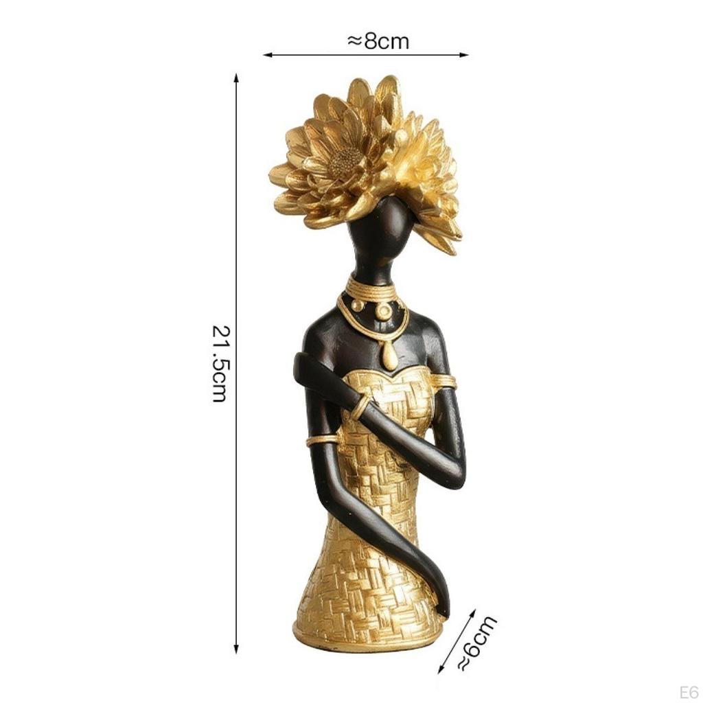 African Women Statue Desktop Decoration Collectible Elegant Gift Sculpture Resin Figurine for Home