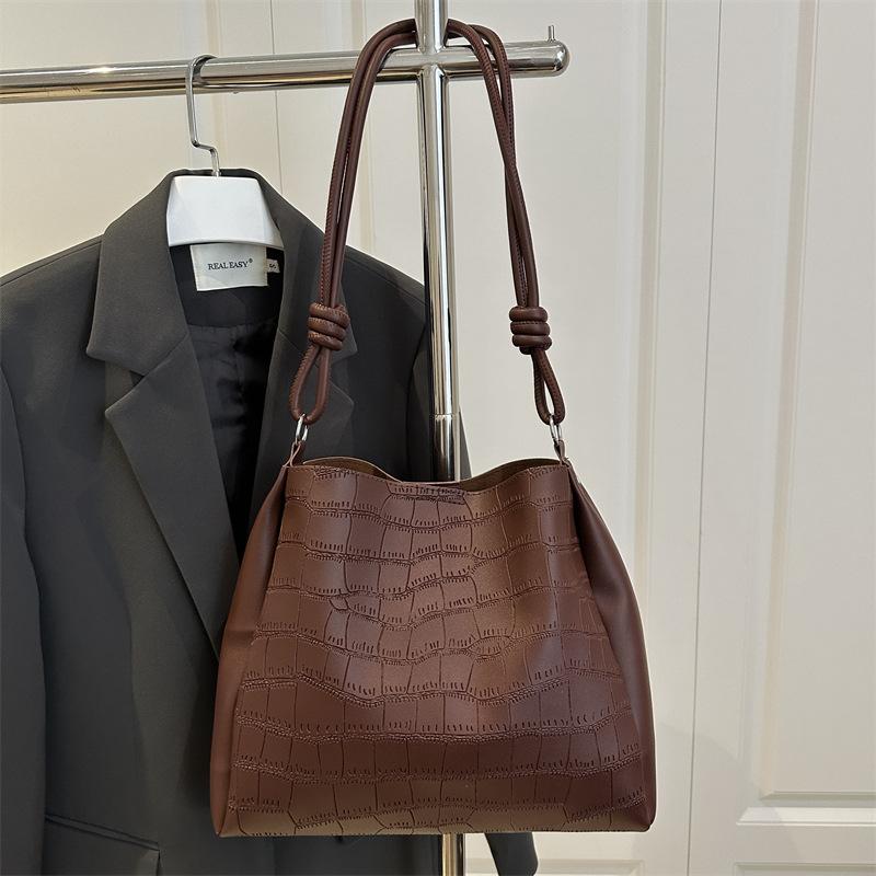 Retro Trendy Pu Portable Crocodile Pattern Shoulder Bag Women  Versatile Bag Handbag High Quality Tote Commuter Bag Gifts