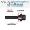 10PCS Black/silver Cone Shape Tapered Wheel Bolts Locking Screws M14X1.25 M12X1.5 M12X1.25 M14 X1.5 For BMW Golf E91 G30 PEUGEOT
