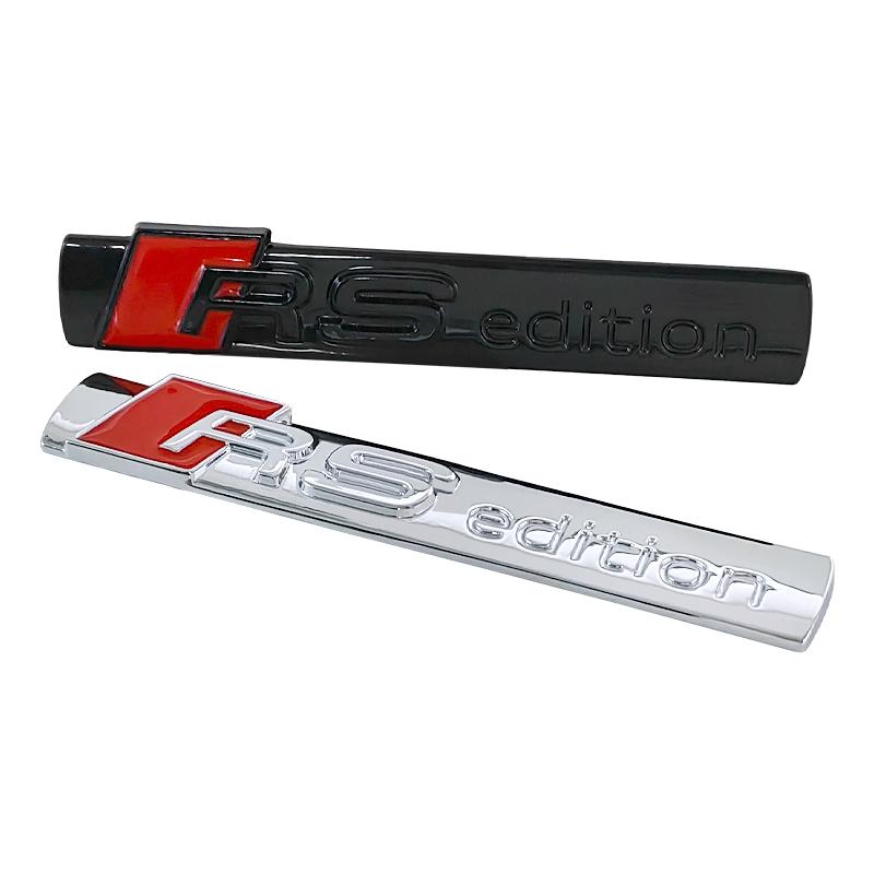 3D Metal Chrome Black Logo RS Edition Emblem Decal Car Fender Badge For Audi A3 A6 A5 A4 TT RS Sport Sticker Accessories