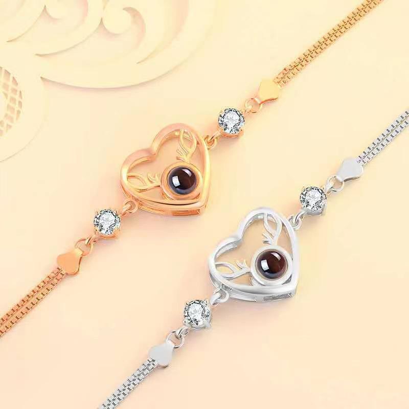 100 Languages 'I Love You' Deer Projection Bracelet - Elegant Jewelry Gift for Girlfriend