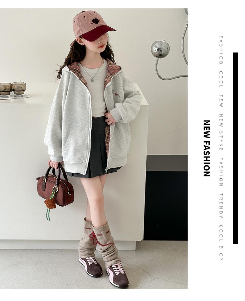 Autumn Girls' Cute Cat Hoodie Cardigan - Children's Zip-Up Jacket