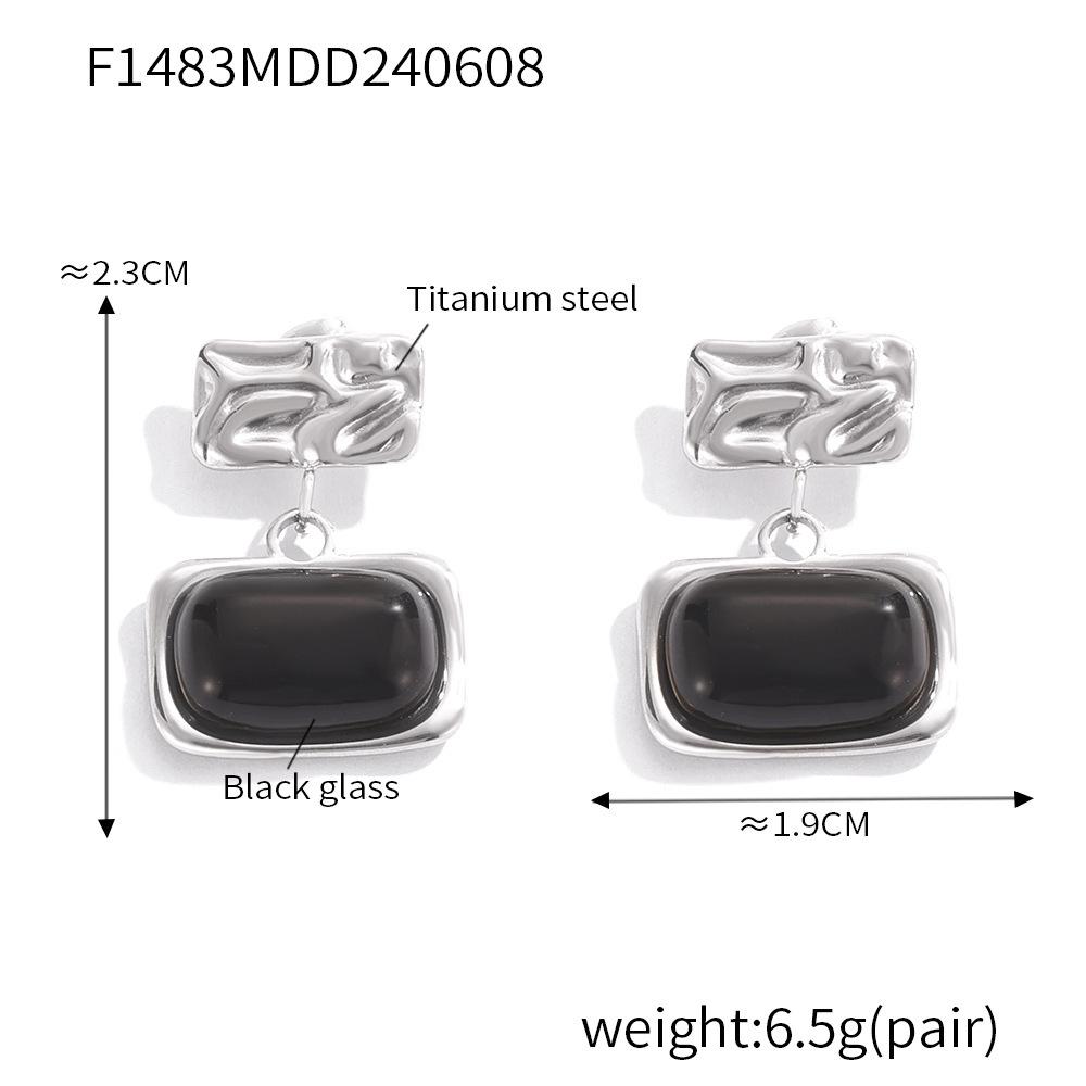

Шикарные французские серьги-подвески из черного стекла геометрической формы из титановой стали для женщин