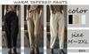 One Tapered Elastic High Size One's Pants, Fleece-Lined, Waist, Stretch, Warm, Fall/Winter, 1/4 Length, Waist, Women's (Off-White, L)