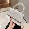 Dinner Bag Pearl String Handbag Dress Evening Bag Folded Flip Bag Women's Small Square Bag