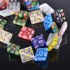 20pcs Diagonal Square Shape Mixed Flower Patterns 10mm 14mm Millefiori Glass Loose Beads for DIY Crafts Jewelry Making Accessories Findings