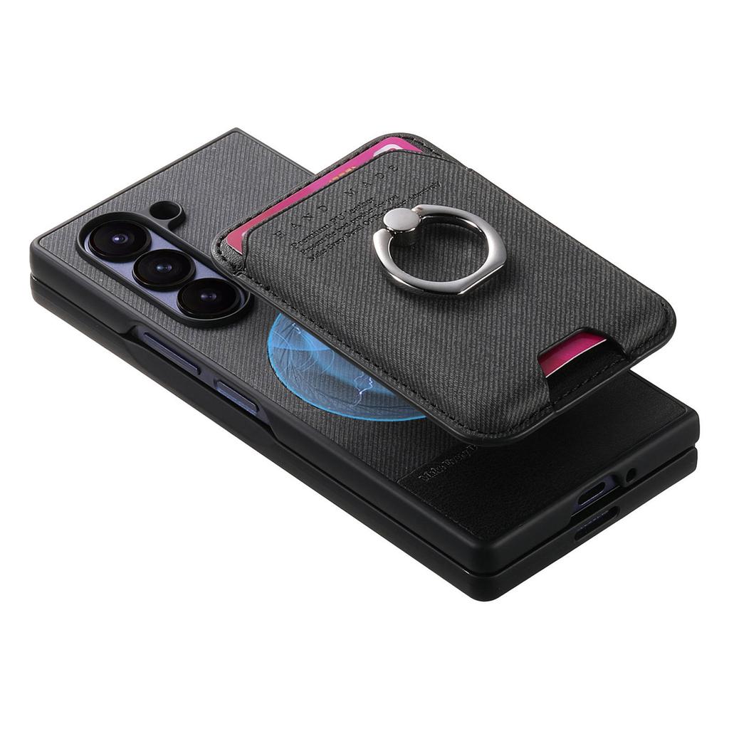 2 in 1 Detachable Magnetic Cards Solt Wallet Ring Holder Cowboy Case For Samsung Galaxy Z Fold 6 5 4 3 5G Fold6 Fold5 Bag Cover