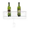 Wall Mount Metal Wine Rack Bottle Champagne Glass Holder Storage Bar Accessory with Shelf White