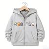 Zipper Hoodie Funny Casual Cat Paw Letter Hoodies Jackets Boys Girls Y2k Kawaii Zip Up Sweatshirt Spring Autumn Hoodies