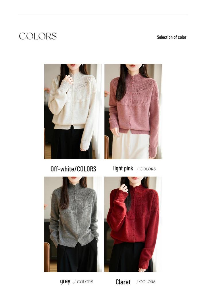 Korean Style Heavy Gauge Crochet Knit Cardigan for Women - Spring/Autumn, Versatile Petite Sweater, Gentle Top