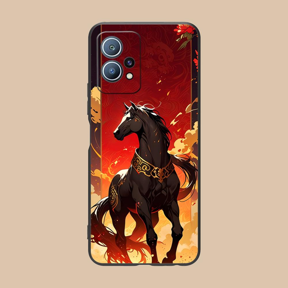 Golden Horse Year Mobile Phone Case for Huawei P60 P50 P40 P30 P20 P10 P9 P8 Pro Lite Plus Colorful Printing Cover Pretty Luxury