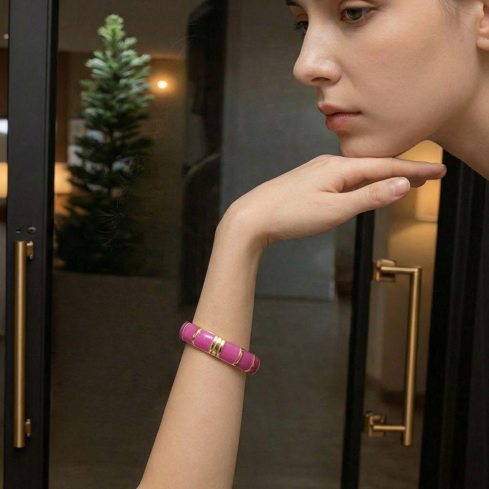 Elegant Enamel Cuff Bangles Vintage Geometric Bracelet Fashion Bohemian Drip Oil Bracelet  Beach