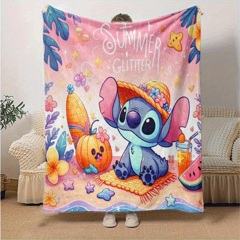 1pc Cute Stitch Printing Blanket - Soft, All-Season Throw for Living Room, Bedroom,Personalized Gift with Adorable Cartoon Design