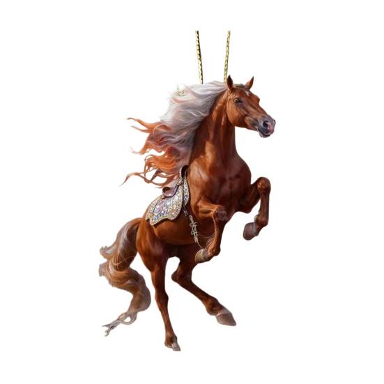 2D Horse Hanging Ornament Acrylic Flat Horse Decoration Christmas Tree Ornament for Horse Lovers Equestrian Gifts Holiday Decor