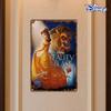 1pc Disney Beauty and the Beast Metal Tin Sign - Vintage 20.32x30.48 Cm Iron Wall Art with Belle & Beast Rose Scene, Distressed