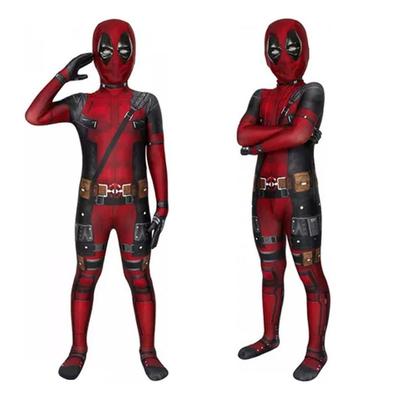 Børne Deadpool Kostumesæt, Rolleleg Bodystocking med Maske, til Halloween-temafester, Størrelse Passer Op Til 150cm