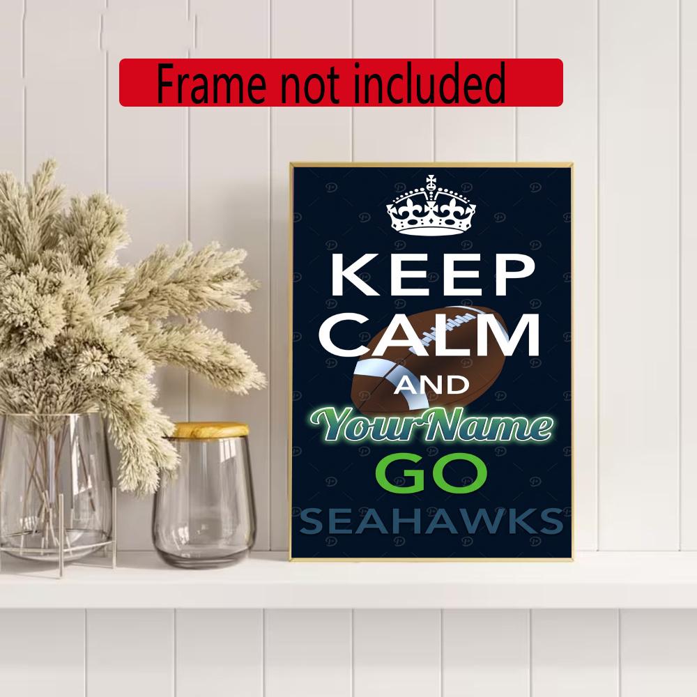 Seattle Seahawks Customize Your Name Diamond Painting Round Diamond Rhinestones Mosaic Diamond Embroidery Wall Paintings Rhinestones Gift Frameless