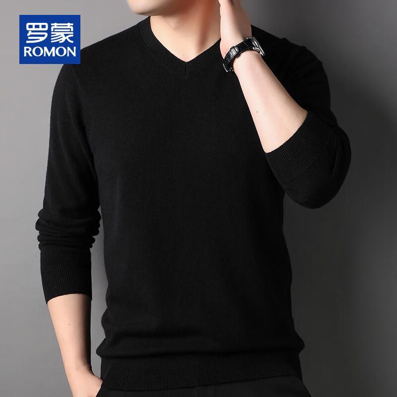 Romon Men's V-Neck Cashmere Blend Sweater