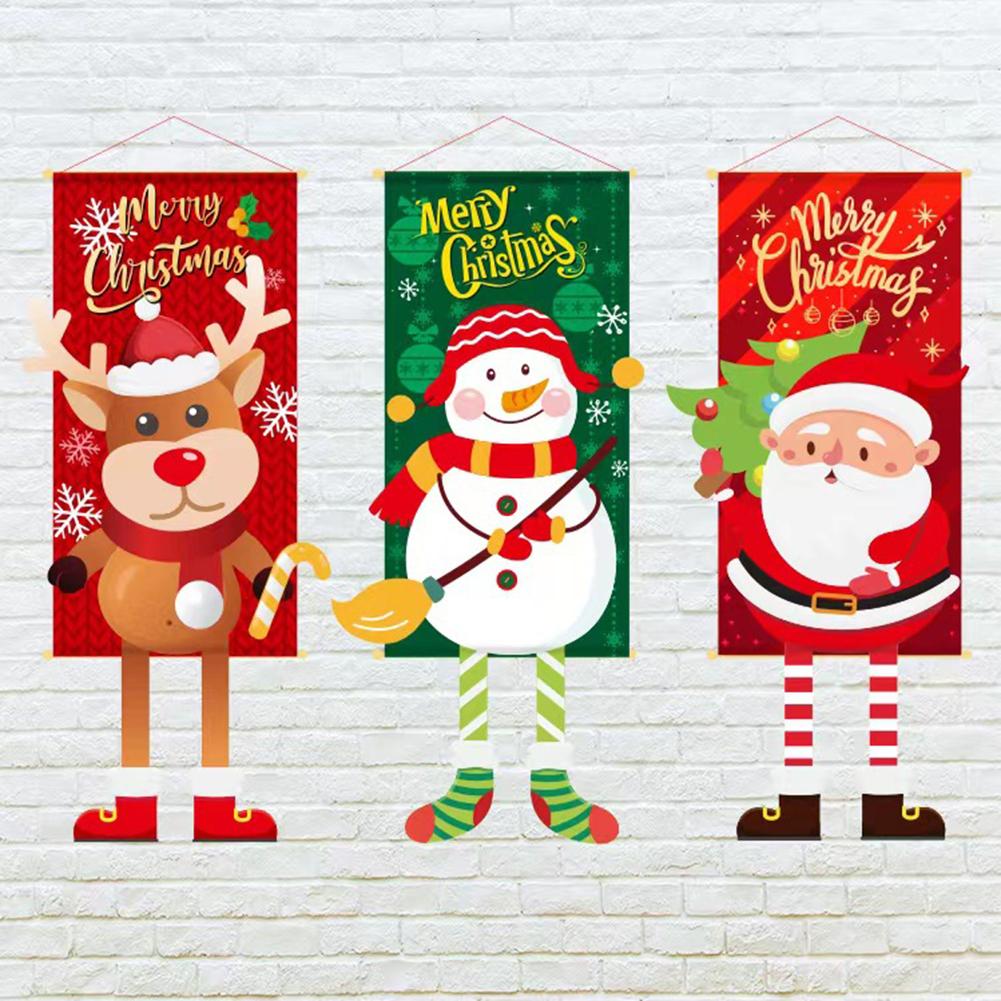 Merry Christmas Hanging Flag Ornaments Cute Shapes Xmas Gifts For Home Walls Windows Door Decoration